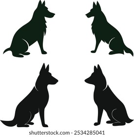 Deutscher Schäferhund Silhouette Vektorpaket auf weißem Hintergrund