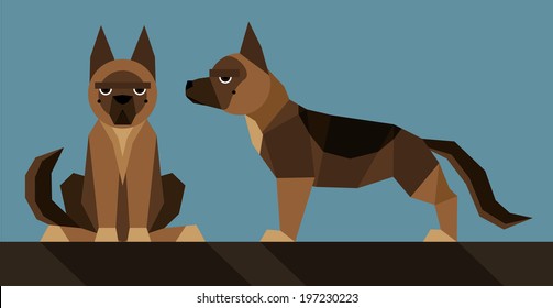 German Shepherd Dog  Simple illustration in the flat style, colors easy to change. 