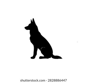 German Shepherd Dog Sitting Silhouette Vector Logo Graphic Design Concept