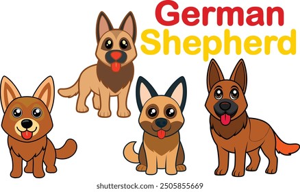 German shepherd dog vector art illustration design