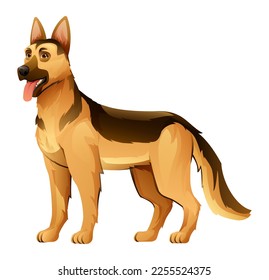 German shepherd dog vector cartoon illustration