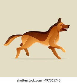 German Shepherd dog vector character. Animal design elements for sport team branding, T-shirt, label, badge, card or illustration.