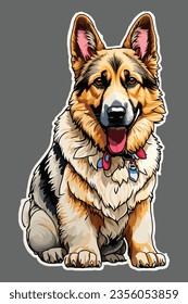 German Shepherd Dog Vector: High-quality, scalable, and customizable vector illustration of a German Shepherd dog.