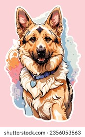 German Shepherd Dog Vector: High-quality, scalable, and customizable vector illustration of a German Shepherd dog.