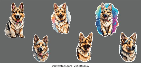 German Shepherd Dog Vector: High-quality, scalable, and customizable vector illustration of a German Shepherd dog.