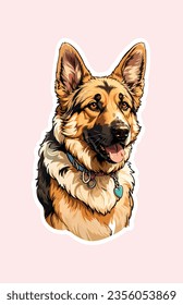 German Shepherd Dog Vector: High-quality, scalable, and customizable vector illustration of a German Shepherd dog.