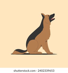 German shepherd dog. Vector illustration in flat style on light background.