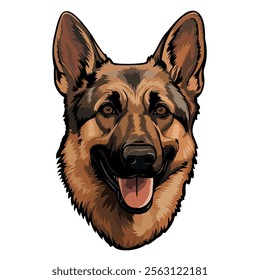 German Shepherd Dog Vector Illustration on White Background