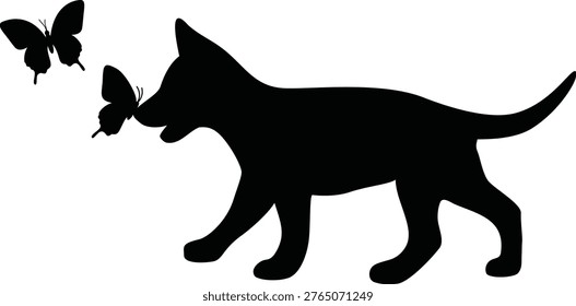 German Shepherd Dog | Vector Puppy with Butterflies