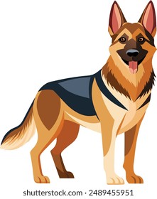 German Shepherd Dog  vector style,Clipart , Illustration with white background 