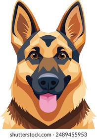 German Shepherd Dog  vector style,Clipart , Illustration with white background 