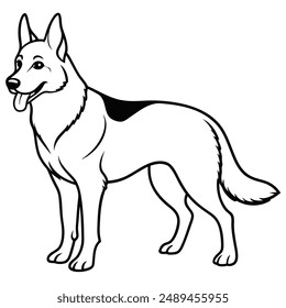 German Shepherd Dog  vector style,Clipart , Illustration with white background 