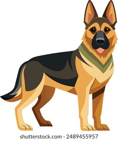 German Shepherd Dog  vector style,Clipart , Illustration with white background 