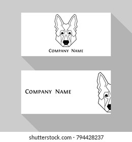 German Shepherd dog visit card in geometric modern style. Perfect logo, print and creative design. Vector illustration. 