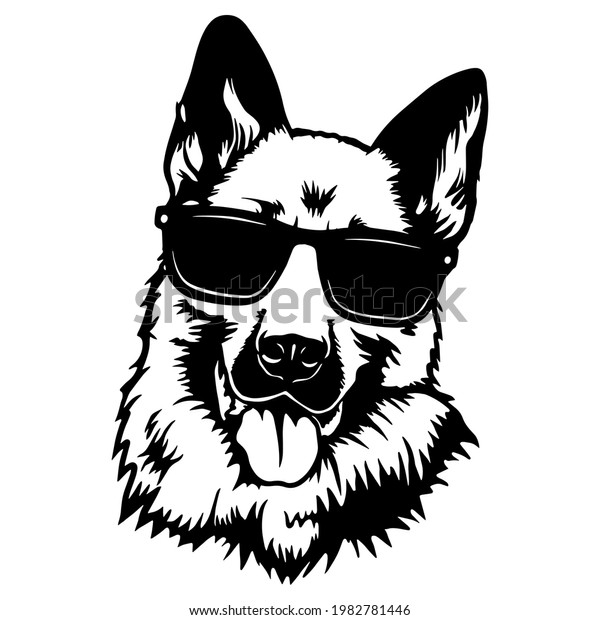 German Shepherd Dog Wearing Sunglasses Dog Stock Vector (Royalty Free ...