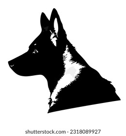 German Shepherd dog, wolf silhoutte outline 