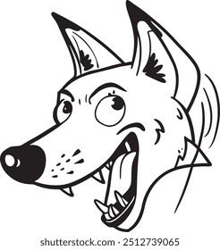 German Shepherd Doodle Line Art Drawing Black and White Illustration for Coloring Pages