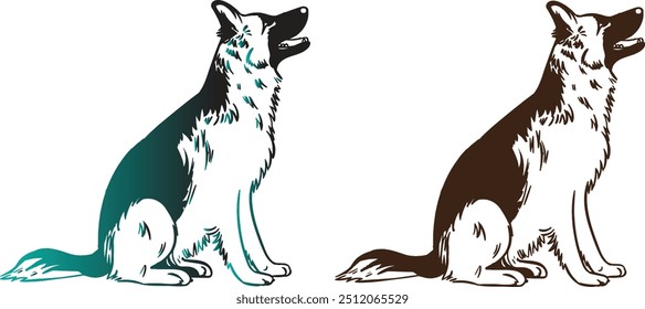 German shepherd drawing colorful art set premium quality blank background image