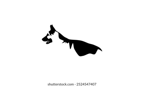 Deutscher Schäferhund Emblem, schwarz, einzelne Silhouette