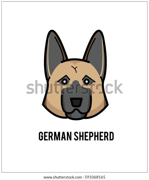 German Shepherd Face Isolated On White Stock Vector (Royalty Free