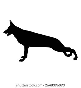 German Shepherd Funny Yoga Silhouette Vector, German Shepherd Dog Silhouette