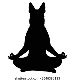 German Shepherd Funny Yoga Silhouette Vector, German Shepherd Dog Silhouette
