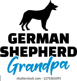 German Shepherd Grandpa silhouette blue word