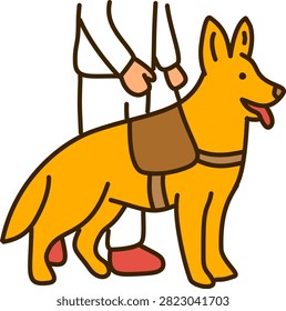 german shepherd guide dog walking with human dog handler
