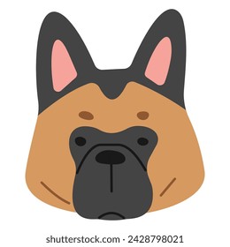 German Shepherd Head 1 cute on a white background, vector illustration.