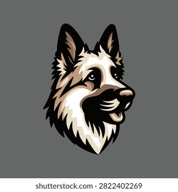 german shepherd head illustration vector logo	
