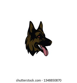 German shepherd head mascot vector on a white background