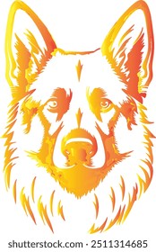 German shepherd head pencil colorful line art drawing blank background image