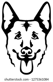 German Shepherd head silhouette black white