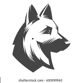 German Shepherd head - vector illustration, emblem design on white background