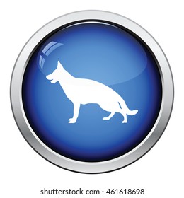 German shepherd icon. Glossy button design. Vector illustration.