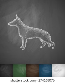 german shepherd icon. Hand drawn vector illustration. Chalkboard Design