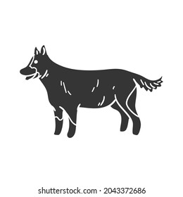 German Shepherd Icon Silhouette Illustration. Domestic Dog Vector Graphic Pictogram Symbol Clip Art. Doodle Sketch Black Sign.