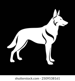 a  German shepherd  icon silhouette vector style  with  black background