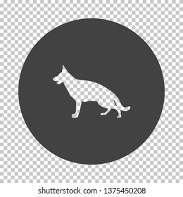 German shepherd icon. Subtract stencil design on tranparency grid. Vector illustration.