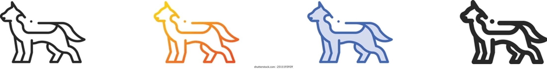 german shepherd icon.Thin Linear, Gradient, Blue Stroke and bold Style Design Isolated On White Background