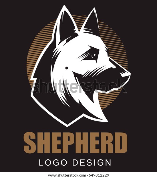 German Shepherd Illustration Logo Emblem Black Stock Vector (Royalty ...