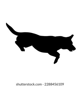 German Shepherd jumps Dog silhouette. Dog breed. Vector Animal. Pet