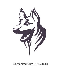 German Shepherd line head. Animal design elements for sport team branding, T-shirt, label, badge, card or illustration.