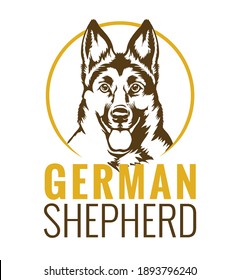 German shepherd logo or symbol, graphic design breed template. vector illustration