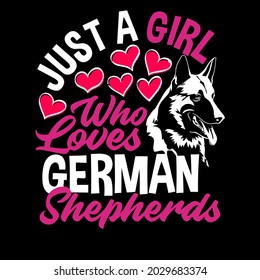german shepherd love girl pet t design vector illustration for use in design and print wall art poster canvas