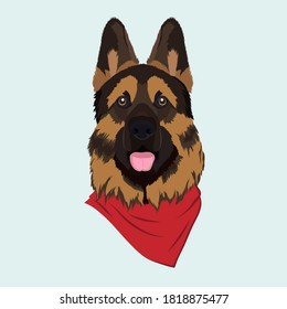 German Shepherd lovely dog - isolated illustation