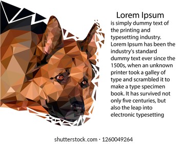 German Shepherd low poly, Sample page, example of an animal related page, low poly animal, low poly dog, polygonal background, polygonal geometric background