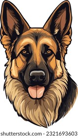 German Shepherd Majesty Striking Dog Vector Illustration