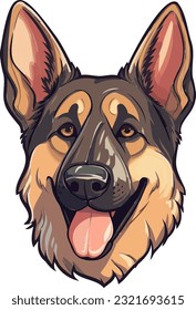 German Shepherd Majesty Striking Dog Vector Illustration