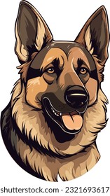 German Shepherd Majesty Striking Dog Vector Illustration